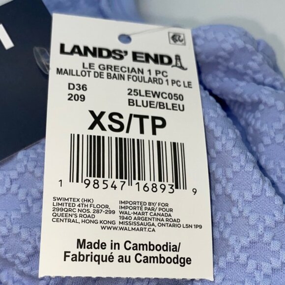 Lands' End Women's Grecian One-Piece Swimsuit with Shirring Detail Blue Size XS - Picture 4 of 11